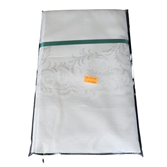 Vintage Large Damask Tablecloth White Table Topper Rectangle - Picture 2 of 4